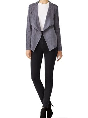 BB Dakota Grey Faux Suede Open Front Jacket with Pockets Medium